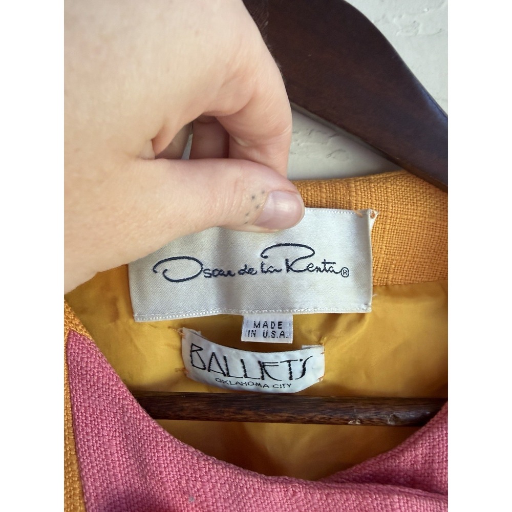 Vintage 80s 90s Oscar De La Renta Balliets Mod Shift Jacket Dress 6 Colorblock - Picture 6 of 12